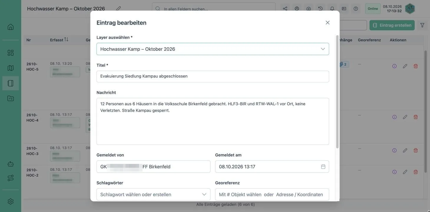 Dialog ETB-Eintrag mit #-Verknüpfungen