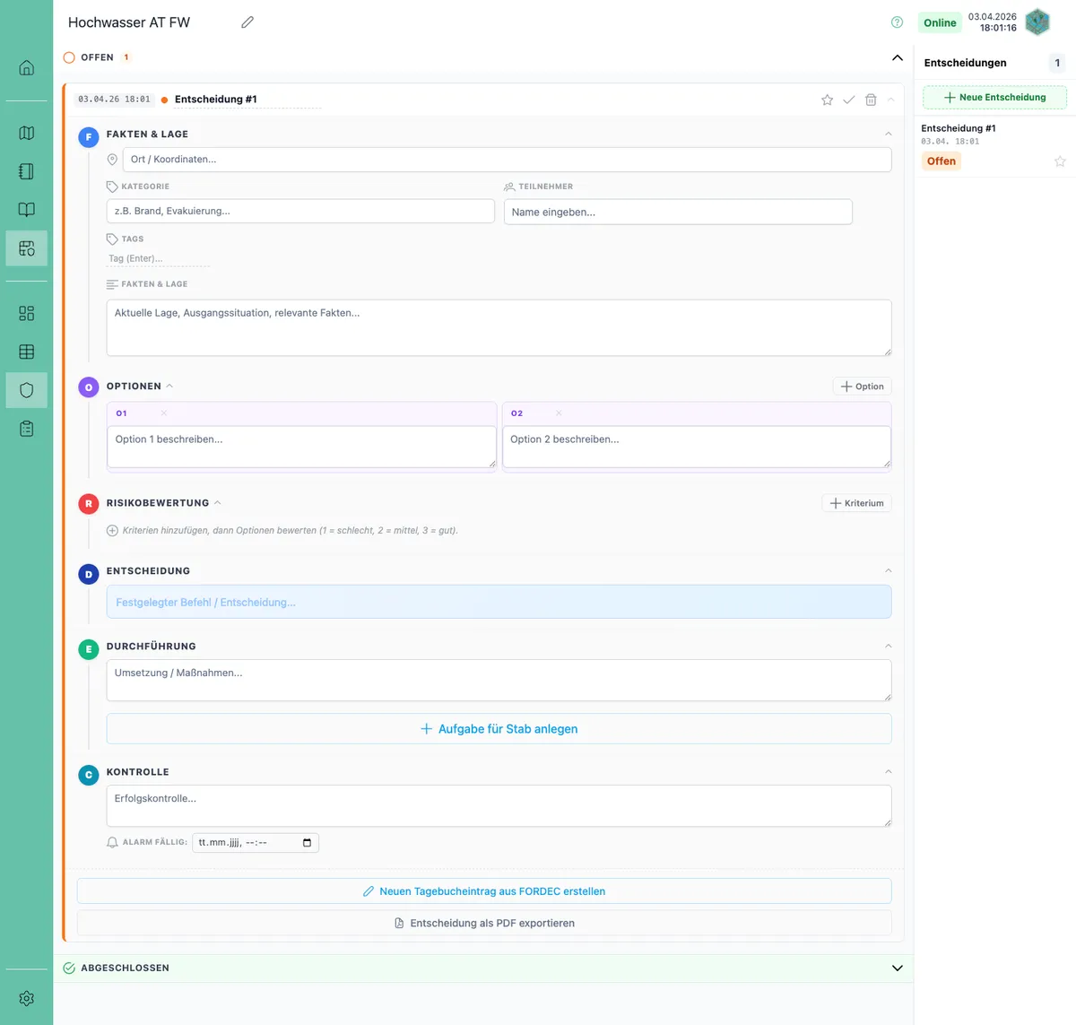 FORDEC Risikobewertung