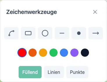Interface Zeichenwerkzeuge