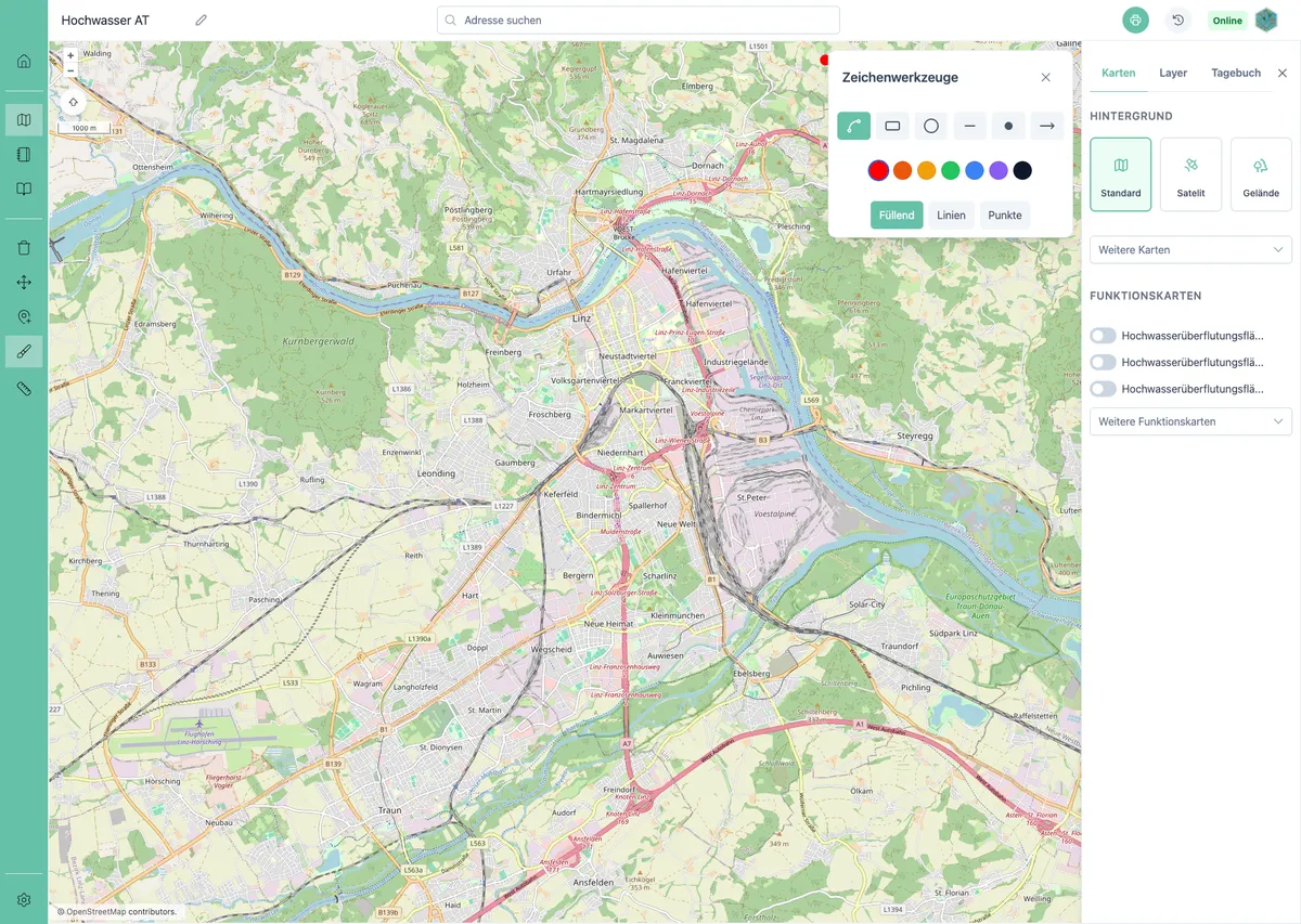 Gesamtübersicht der Lagekarte