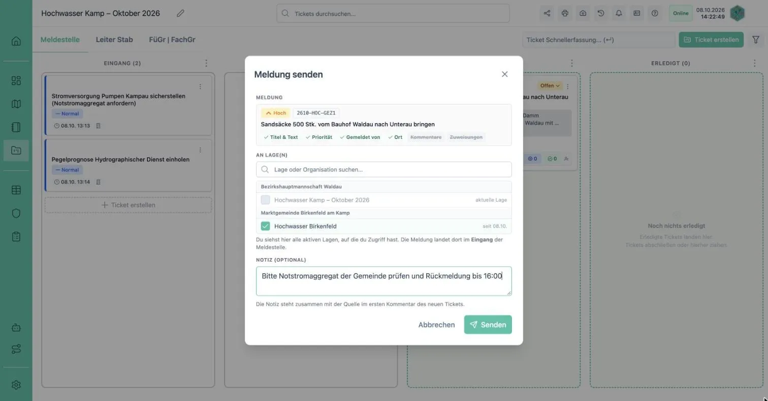 Dialog Meldung senden