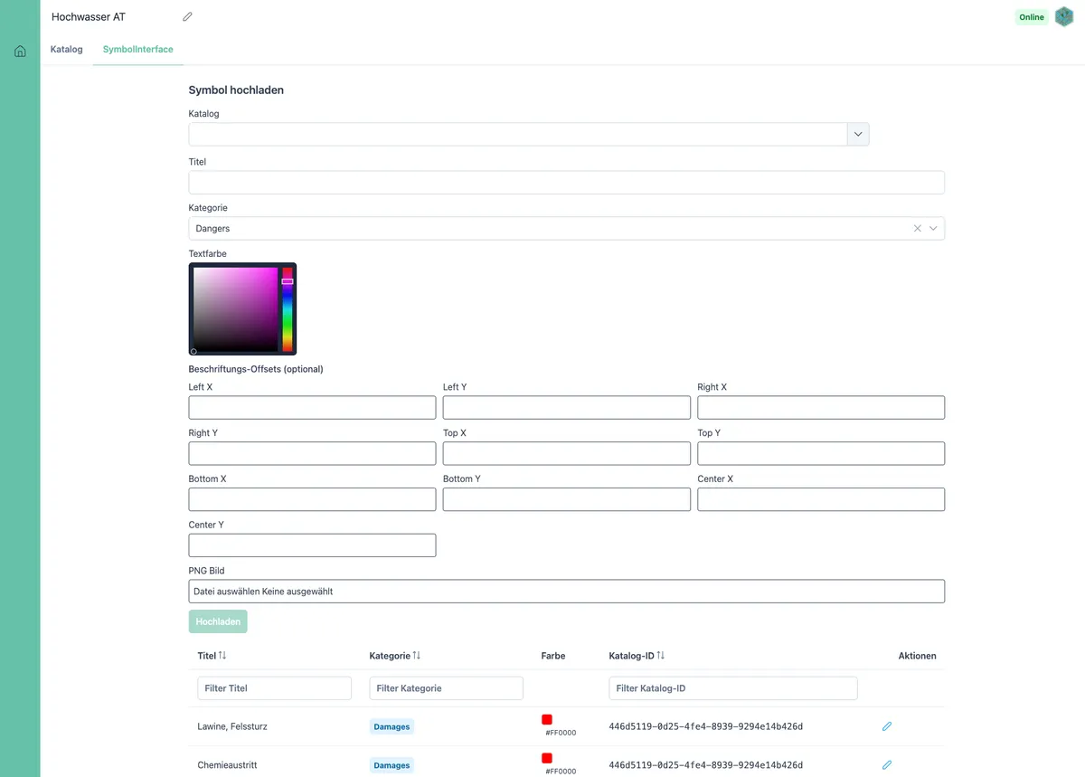 Symboleditor Detailansicht