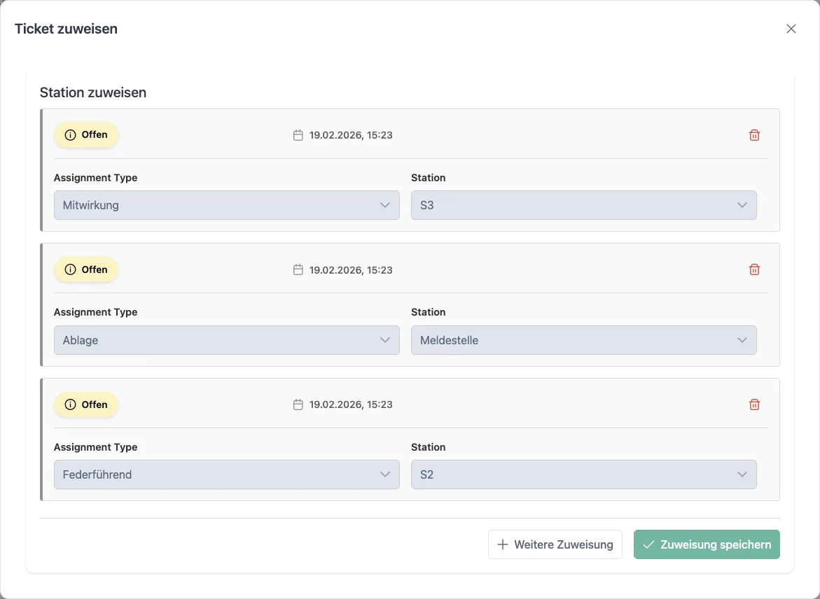 Zuweisung Übersicht