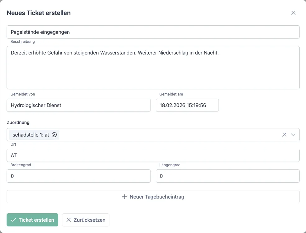 Neues Ticket erstellen